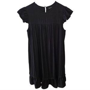 Who What Wear| Black Ruffle Sleeve Mini Babydoll Dress